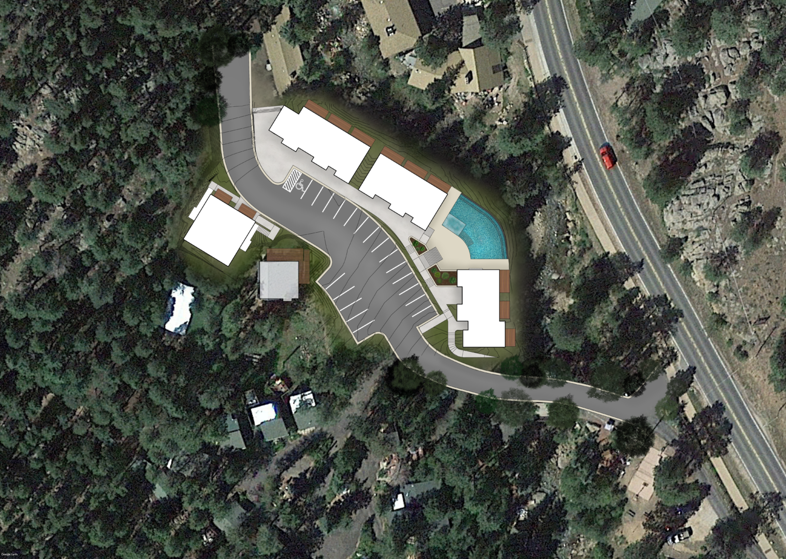 Estes Park condos with a pool and mountain view